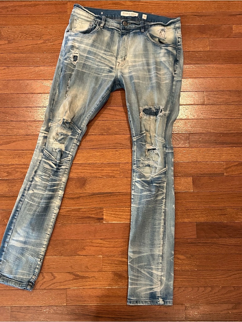 Evolution distressed washed skinny jeans